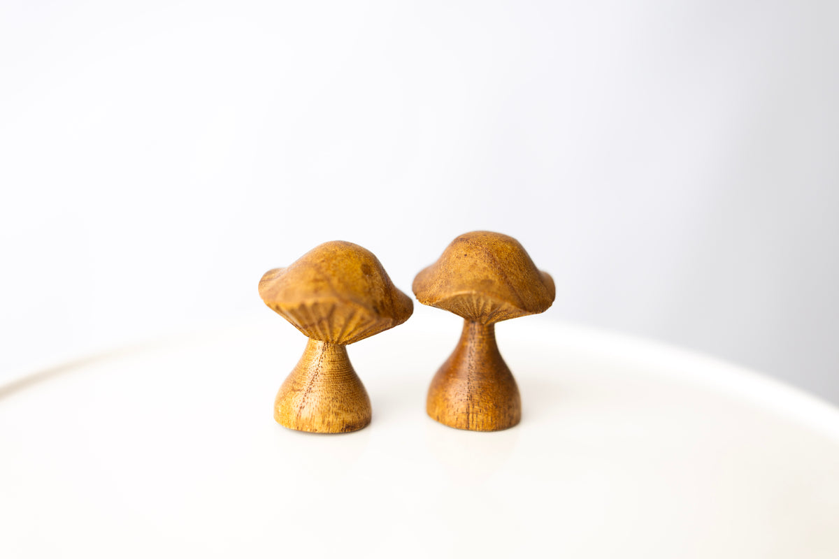 Miniature Hand-Carved Wooden Mushroom Carving