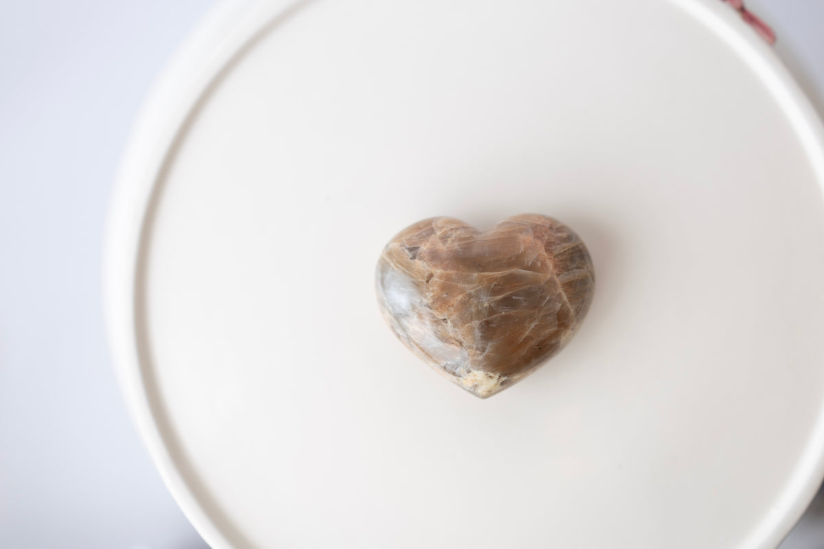 Peach Moonstone Heart