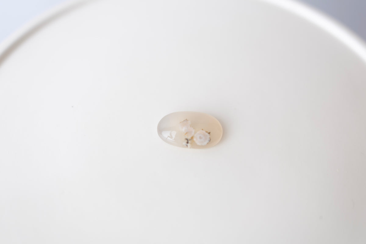 White Flower Agate Cabochon