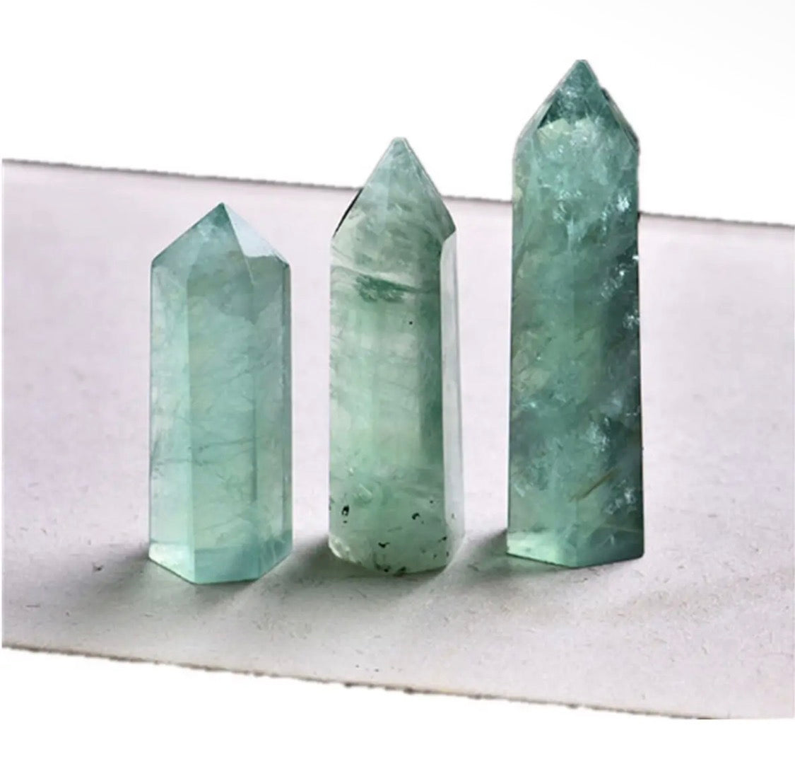 Green Fluorite Crystal Point Tower