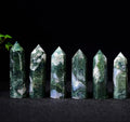 Natural Moss Agate Pointed Crystal Tower