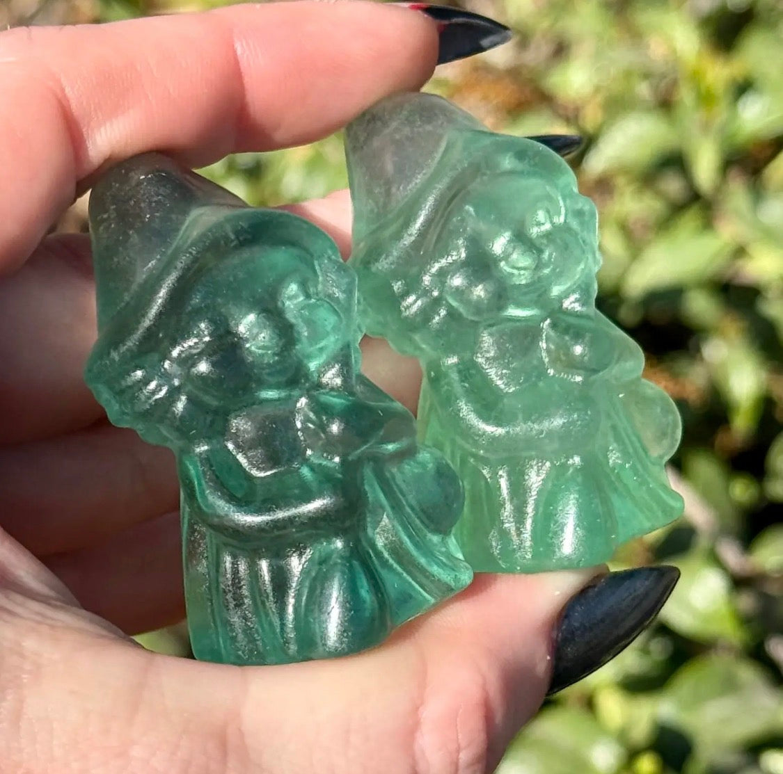 Green Fluorite Hedge Witch Carving