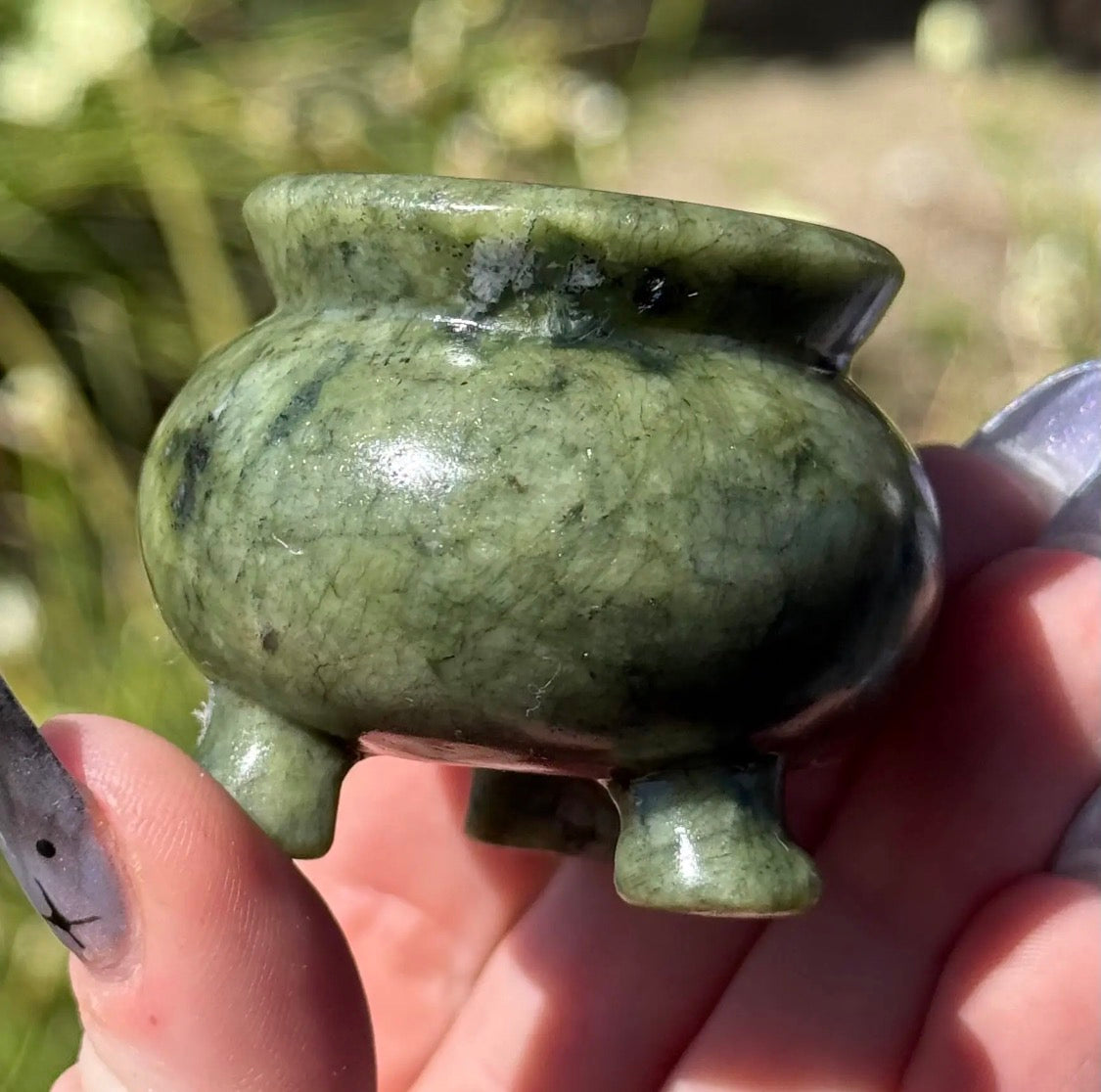 Serpentine Cauldron Carving