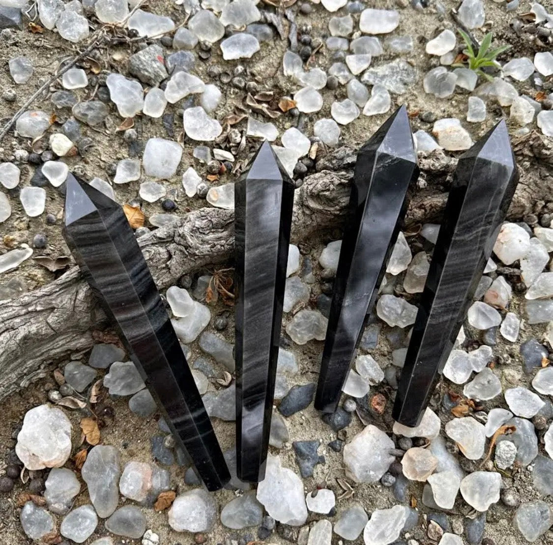 Silver Sheen Obsidian Scepter