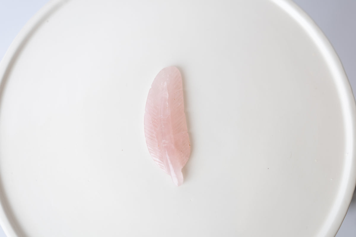 Rose Quartz Feather Carving