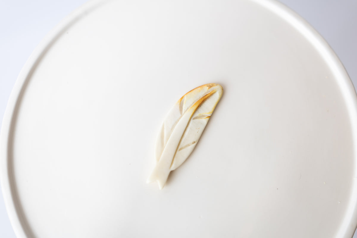 Bison Bone Feather Carving